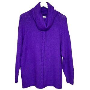 E.M.T. Women M Sweater VTG Cowl Neck Silk Angora Cable Knit Fall 80s Halloween